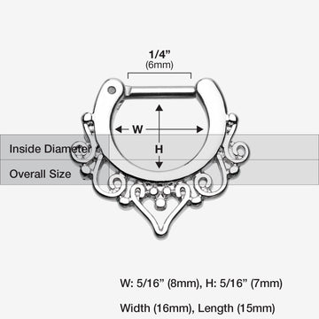 Detail View 1 of Goddess Filigree Septum Clicker-Steel